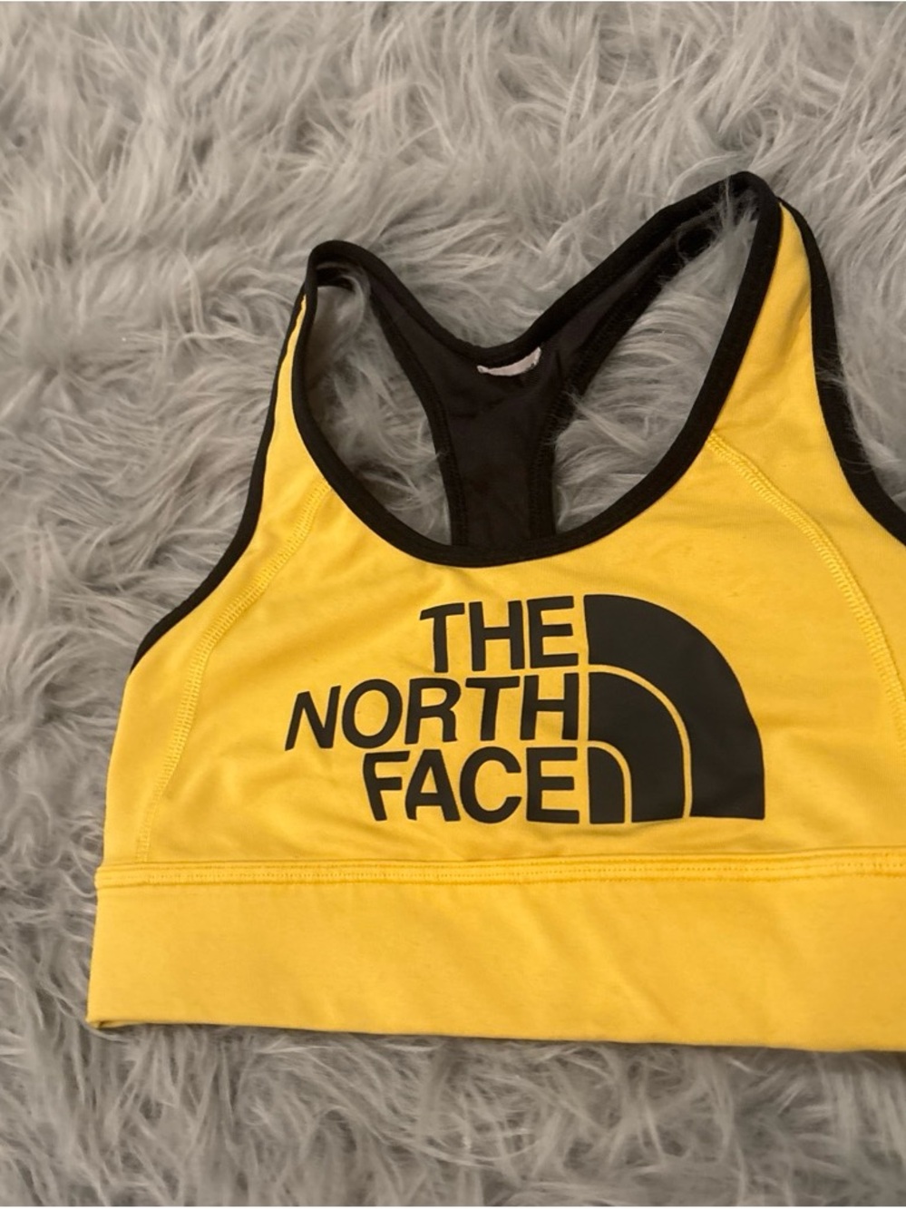 The North Face Yellow Sports Bra with Black Logo